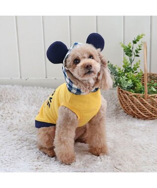 PET PARADISE ディズニー ミッキーマウス ＆プルートお散歩柄パーカー  【小型犬】 黄