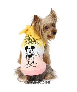 PET PARADISE ディズニー ミッキーマウス タイダイ風パーカー 【小型犬】 ピンク(淡)