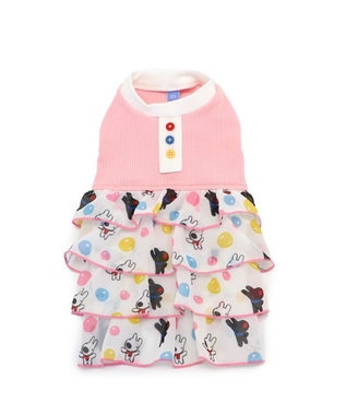 PET PARADISE リサとガスパール ワンピース 《シャボン玉》 小型犬 ホワイト×ピンク