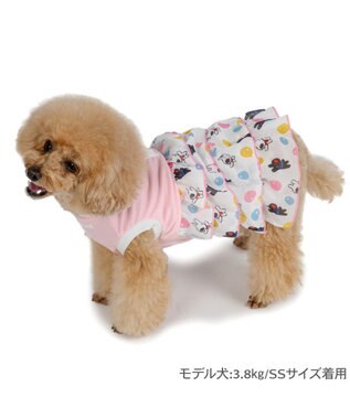 PET PARADISE リサとガスパール ワンピース 《シャボン玉》 小型犬 ホワイト×ピンク