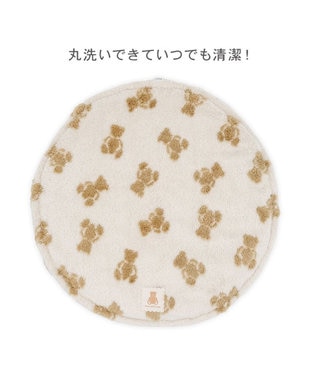 PET PARADISE ペットパラダイス くまちゃん織り 遠赤外線 ボアマット 丸型 S ホワイト×ブラウン
