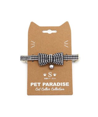 PET PARADISE ペットパラダイス 猫 首輪 ギンガムチェック 《ブラック》 小サイズ/中サイズ ブラック