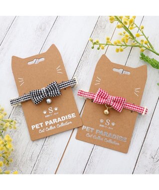 PET PARADISE ペットパラダイス 猫 首輪 ギンガムチェック 《ブラック》 小サイズ/中サイズ ブラック