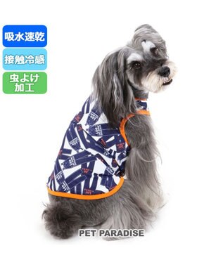 PET PARADISE 犬 夏服 ひんやり クール ペットパラダイス Lee クール 接触冷感 虫よけ ジーンズプリント タンクトップ 〔小型犬〕 超小型犬 小型犬 天竺 ひんやり 夏 涼感 冷却 吸水速乾 クールマックス 紺(ネイビー・インディゴ)