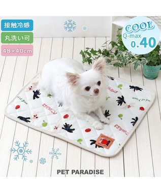 リンゴと猫のデザインバスマット （生地 ねこ柄オックスプリント