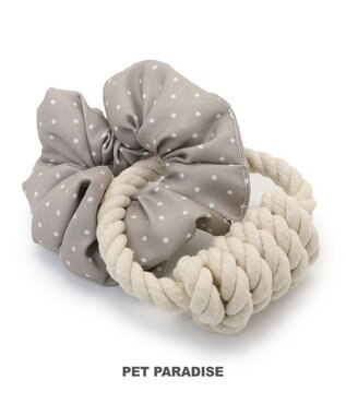 PET PARADISE ペットパラダイス 引っ張り シュシュ トイ  《 花柄 / ドット柄 》 水玉