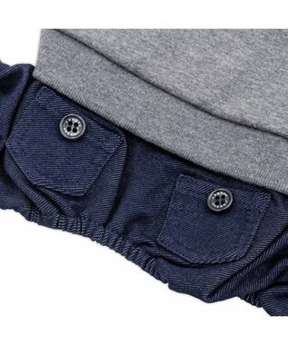 PET PARADISE J.PRESS ロゴ 裏起毛 ロンパース 小型犬 グレー×ネイビー