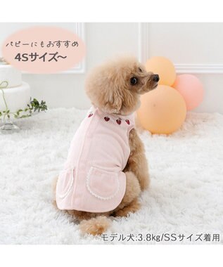 PET PARADISE ペットパラダイス やさしいベスト 《いちご柄》 小型犬 ピンク×ホワイト
