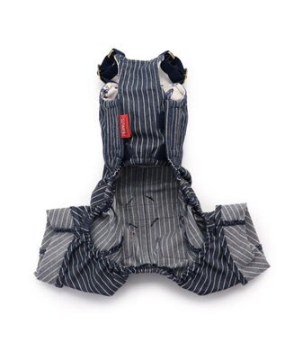 PET PARADISE 犬の服 犬 スヌーピー オーバーオール 【小型犬】 ヒッコリー 紺（ネイビー・インディゴ）