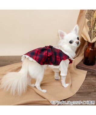 PET PARADISE ペットパラダイス チェック ワンピース 小型犬 レッド