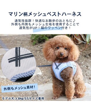 PET PARADISE 犬 ハーネス メッシュ ベスト ハーネス 【Ｓ】 小花柄／マリン マリン