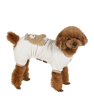 PET PARADISE ペットパラダイス くまちゃん サーモキープ ロンパース 小型犬 ホワイト×ブラウン
