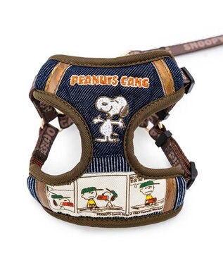 PET PARADISE スヌーピー ハーネス＆リード 《ワッペン柄》 Ｌ 大型犬 ネイビー