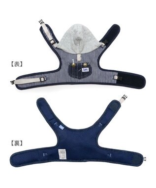 PET PARADISE Lee フード付ハーネス 《ヒッコリー》 Ｓ ネイビー×ホワイト