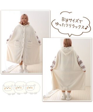 Mother garden あったか 袖なしケープ 《しろたん＆羊》レディース フリーサイズ ホワイト