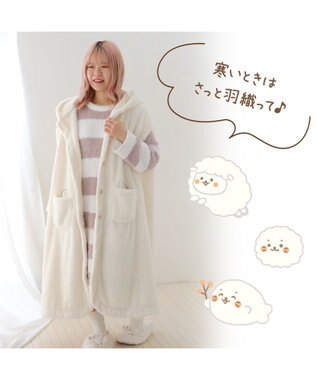 Mother garden あったか 袖なしケープ 《しろたん＆羊》レディース フリーサイズ ホワイト