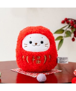 赤い花形ぬいぐるみマスコット しろたん だるまマスコット 《赤》 単品 8cm / Mother garden