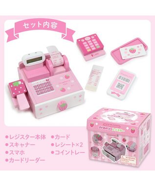 Mother garden マザーガーデン おままごと 木製 ストロベリー レジスター ピンク