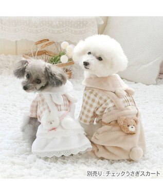 PET PARADISE ペットパラダイス くまちゃん チェックパンツ 小型犬 ベージュ