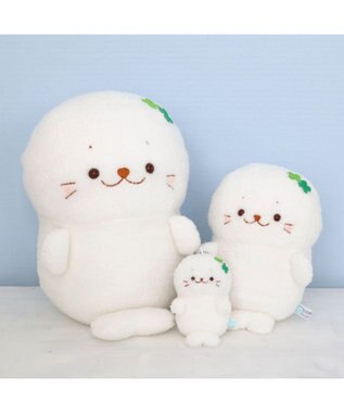 ジモモ　海外限定ホワイトぬいぐるみキャラクター（リボン付き） しろたん もふもふ お座り ぬいぐるみ 【単品】 / Mother garden