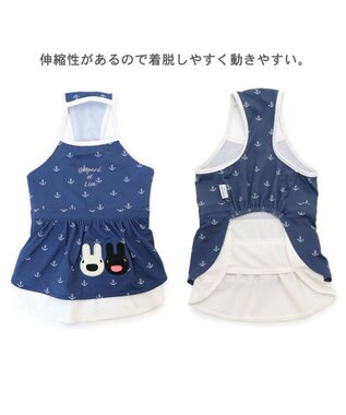 PET PARADISE 犬の服 春夏 ひんやり クール 接触冷感 虫よけ リサとガスパール マリン ワンピース 【小型犬】 紺（ネイビー・インディゴ）