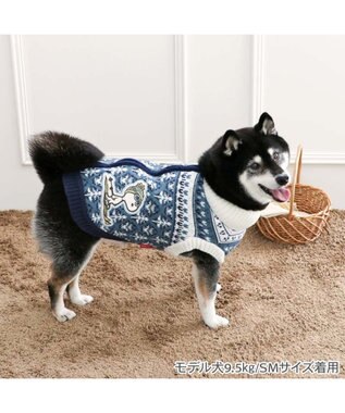 PET PARADISE スヌーピー 背中開き ニットセーター 《スキー柄》ブルー 中型犬 大型犬 ブルー