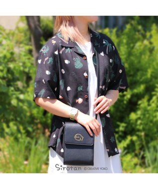 Mother garden しろたん アロハシャツ 半袖 《 駄菓子 / 黒 》 ユニセックス 男女兼用 黒