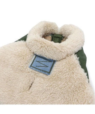 PET PARADISE ペットパラダイス  遠赤外線 ボアキルティング  ベスト 小型犬 ベージュ×カーキ