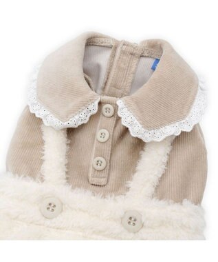 PET PARADISE ペットパラダイス ボア スカートつなぎ 《花刺繍》 小型犬 オフホワイト