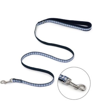 PET PARADISE J.PRESS リード  《チェック柄》 ＳＭ 中型犬 ホワイト×ブルー