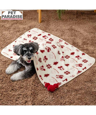 PET PARADISE ディズニー ミッキーマウス ブランケット 《ニット柄》 ホワイト×レッド