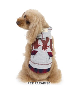 犬 服 パーカー 【中型犬】【大型犬】 ワッフル グレー / PET PARADISE | 【通販】雑貨とペット用品の通販サイト |  マザーガーデン＆ペットパラダイス