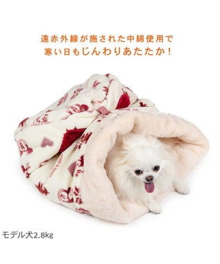 PET PARADISE ディズニー ミッキーマウス 筒型 寝袋 《ニット柄》S ホワイト×レッド