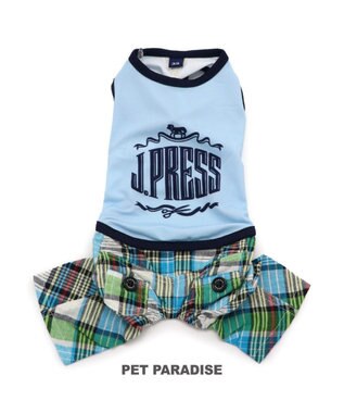 PET PARADISE 犬の服 春夏 ひんやり クール 接触冷感 虫よけ  J.PRESS マリン パンツ つなぎ 【小型犬】クールマックスエコメイド 水色