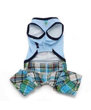 PET PARADISE 犬の服 春夏 ひんやり クール 接触冷感 虫よけ  J.PRESS マリン パンツ つなぎ 【小型犬】クールマックスエコメイド 水色