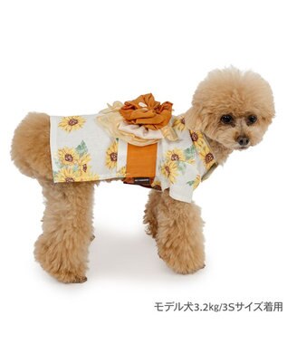PET PARADISE ペットパラダイス ひまわり柄 浴衣 小型犬 ホワイト×イエロー