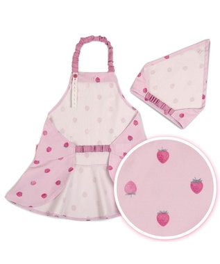 Mother garden マザーガーデン 野いちご キッズエプロン & 三角巾 セット 《レトロストロベリー柄》 100~120cm レトロストロベリー柄