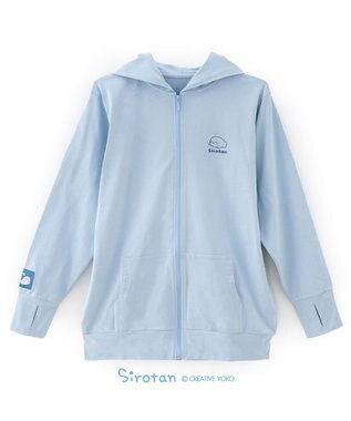 Mother garden しろたん 指穴付ジップパーカー  ユニセックス ライトブルー