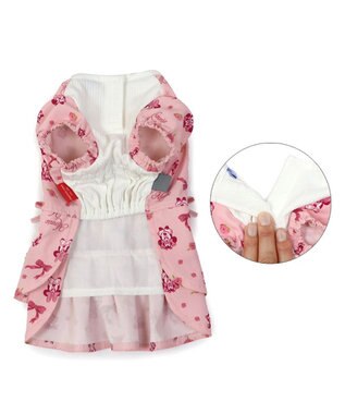 PET PARADISE ディズニー ミニーマウスリボン柄 ワンピース 【小型犬】 ピンク（淡）