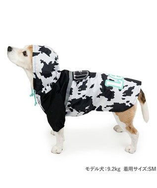 PET PARADISE Lee レインコート 《牛柄》 中型犬 大型犬 ホワイト×ブラック