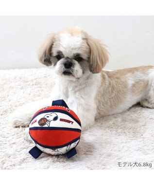 PET PARADISE スヌーピー タブ付 バスケットボール  トイ オレンジ×ホワイト