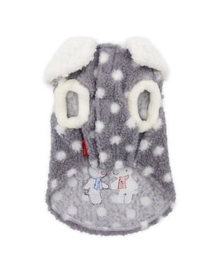 PET PARADISE リサとガスパール 水玉ボアベスト 中型犬 グレー