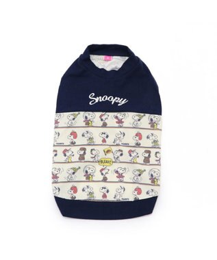 PET PARADISE スヌーピー パッチ付き 長袖 Tシャツ 《 ネイビー》【中型犬】 ネイビー