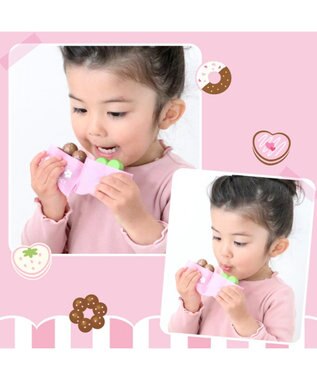 Mother garden  マザーガーデン 野いちご おままごと 木製 《ミニドーナツセット》 トング付き ピンク