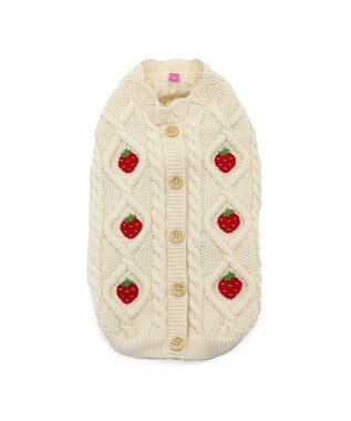 PET PARADISE ペットパラダイス アランニット 苺柄 《ホワイト》 小型犬 ホワイト