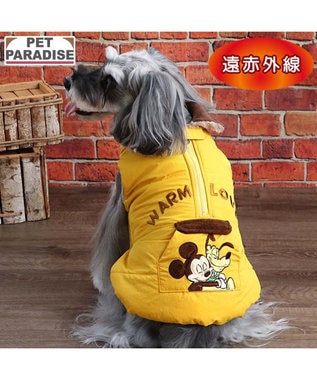 PET PARADISE ディズニー ミッキーマウス 襟付き 綿入れ ベスト 小型犬 イエロー