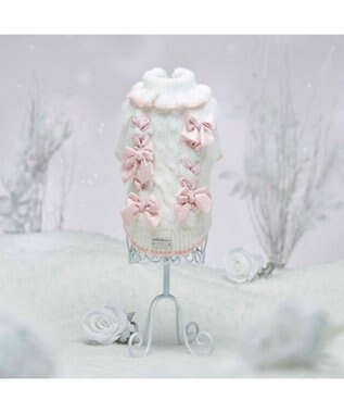 PET PARADISE cherircouture リボン編込ニット 小型犬 ピンク