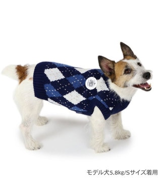 PET PARADISE J.PRESS アーガイルニット 小型犬 紺(ネイビー・インディゴ)