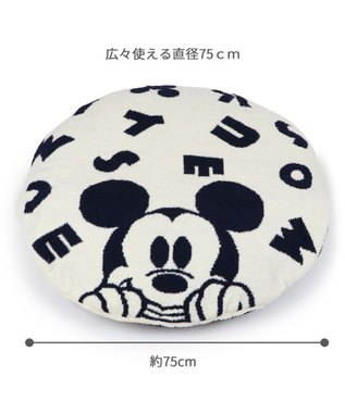 PET PARADISE ディズニー ミッキーマウス 遠赤外線 くつろぎマット 《ロゴ柄》 径75cm  ロゴ柄