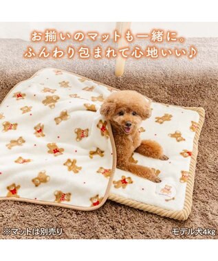 PET PARADISE ペットパラダイス くまちゃん ボア ブランケット 《ほっこりくま柄》 ホワイト